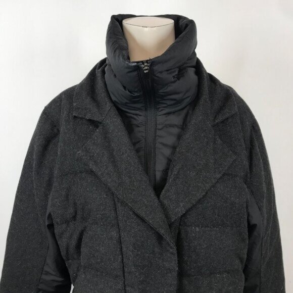 NAU ~ WOMENS LARGE ~ GRAY FULL ZIP DUSTER COAT JACKET ~ DOWN FILLED - Picture 2 of 7